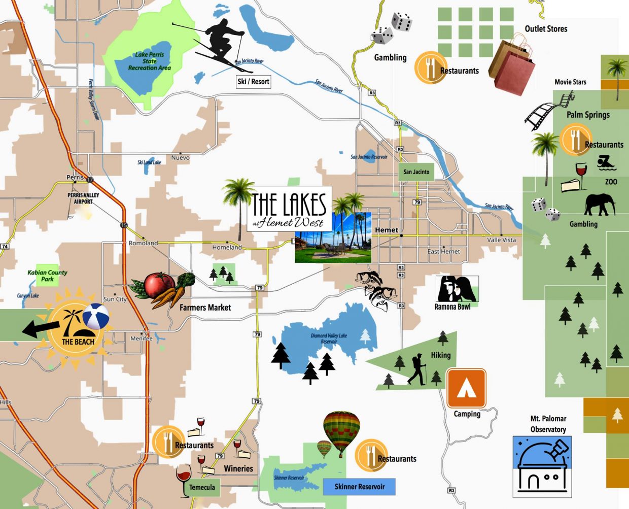 Area Map around The Lakes at Hemet West